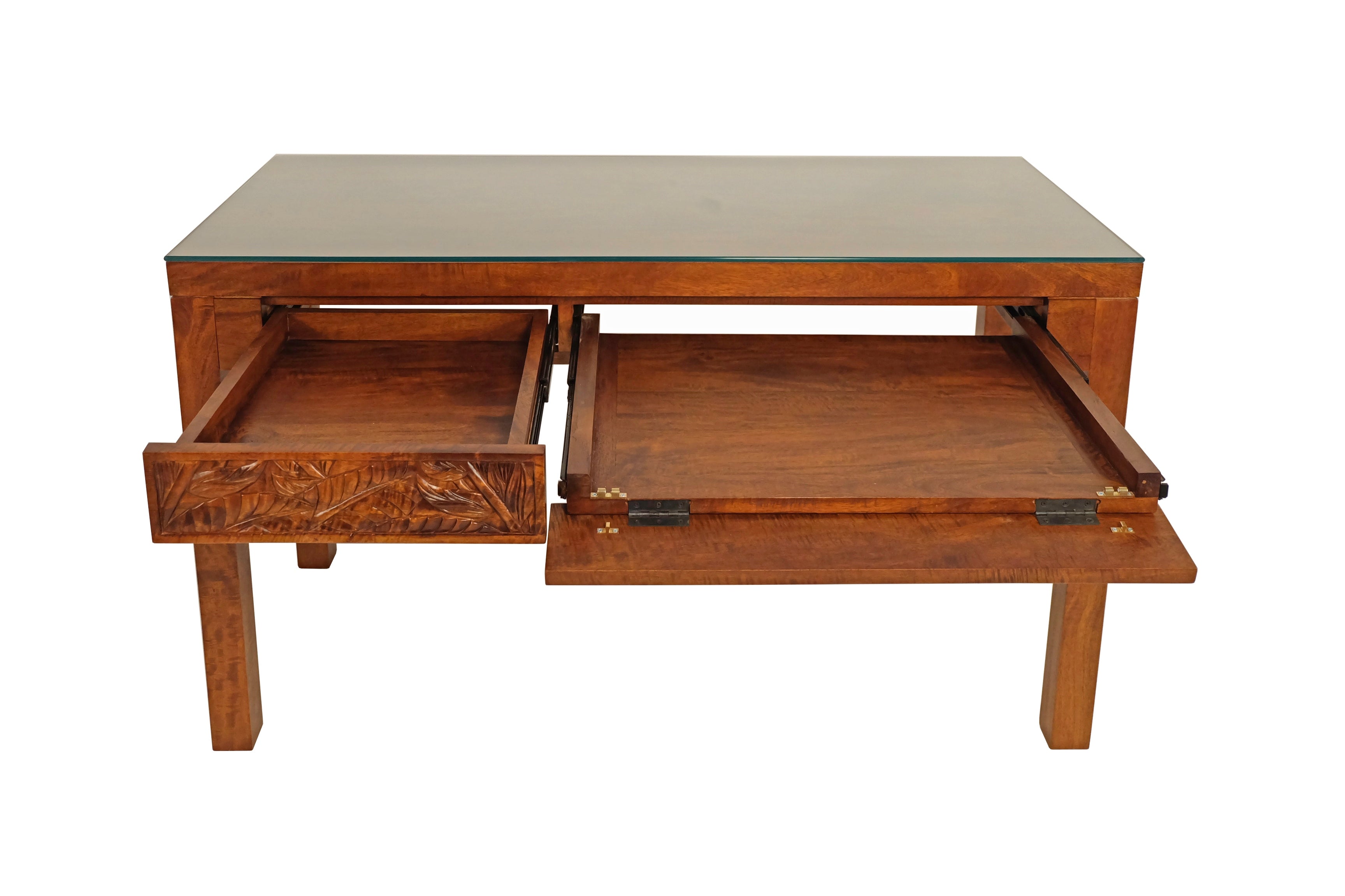 Tropical Leaf Carved Console/Desk